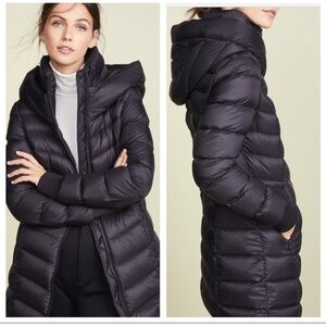 SOIA & KYO Knee Length Down Puffer Coat
 Black Size XL